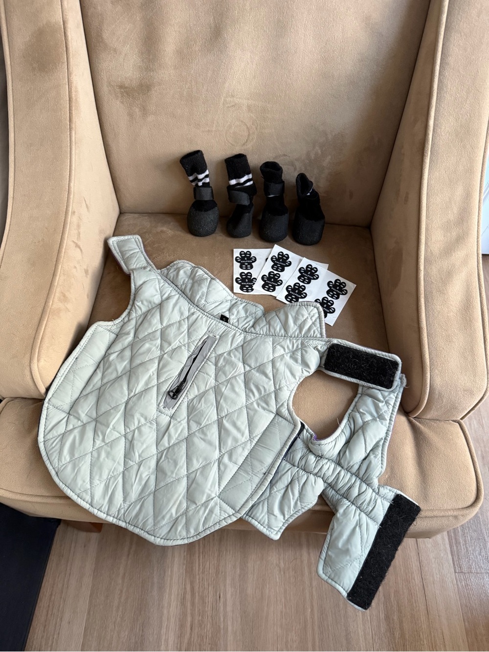 Light Gray Quilted Kids Protective Vest with Fastening Straps